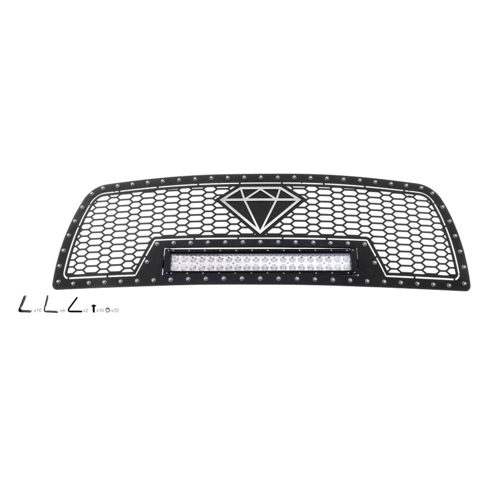 APG® - 1-Pc Honeycomb Style Black Laser Cut Mesh Main Grille with LED Lights