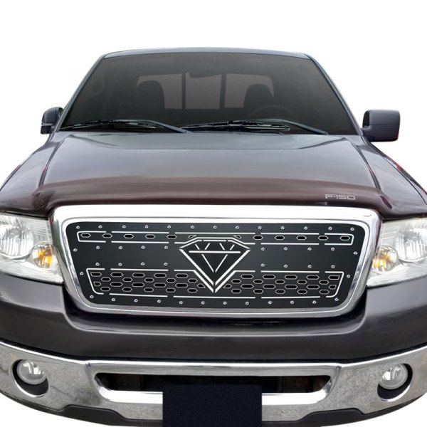 APG® - 1-Pc Black Powder Coated Double Layer Laser Cut Sheet Main Grille