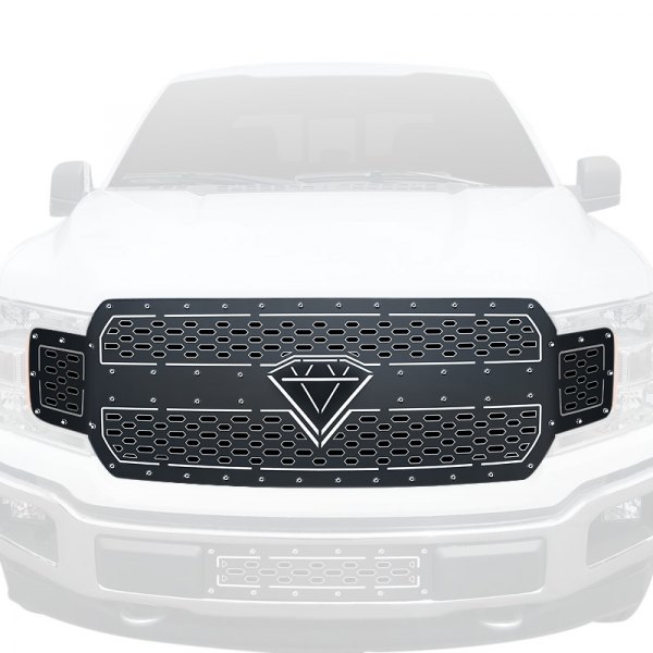 APG® - 1-Pc Black Powder Coated Double Layer Laser Cut Sheet Main Grille