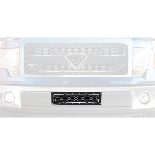 APG® - 1-Pc Black Powder Coated Double Layer Laser Cut Sheet Bumper Grille