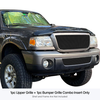 APG® GR06HGI12J - 2-Pc Black 8x6 mm Horizontal Billet Main and Bumper Grille Kit