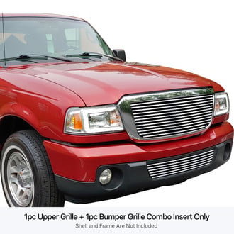 APG® GR06HGI12S - 2-Pc Chrome Polished 8x6 mm Horizontal Billet Main and Bumper Grille Kit