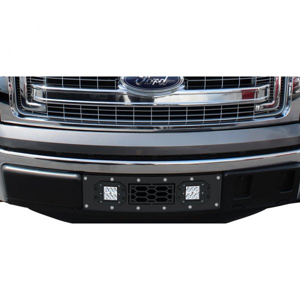 APG® - 1-Pc Honeycomb Style Black Powder Coated Laser Cut Mesh Bumper Grille