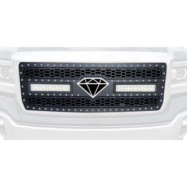 APG® - 1-Pc Honeycomb Style Black Powder Coated Laser Cut Mesh Main Grille