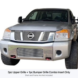 APG® - 4-Pc Chrome Polished 8x6 mm Horizontal Billet Main and Bumper Grille Kit
