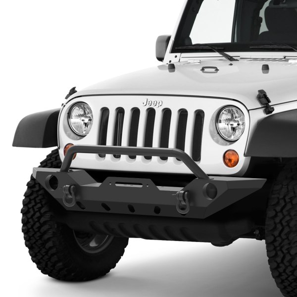 APG® - Base Style Full Width Black Front Winch HD Bumper with Hoop