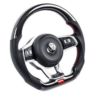 APR® - 3-Spoke Black Carbon Fiber/Leather Steering Wheel with Red Stitching