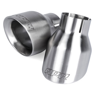 APR® - Round Angle Cut Clamp-On Double-Wall Raw Exhaust Tips (2.5" Inlet, 4" Outlet)