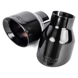 APR® - Round Angle Cut Clamp-On Double-Wall Black Exhaust Tips (2.5" Inlet, 4" Outlet)