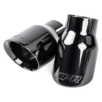 APR® - Round Angle Cut Clamp-On Double-Wall Black Exhaust Tips (2.5" Inlet, 3.5" Outlet)