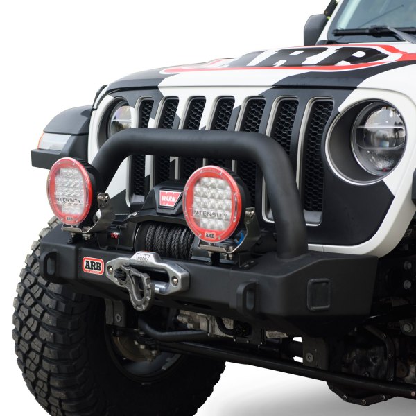 ARB® 3450450 - Stubby Black Powder Coated Front Winch HD Bumper with Hoop