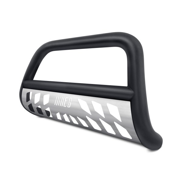 Aries® - 3" Pro Series Black Bull Bar with Brushed Skid Plate