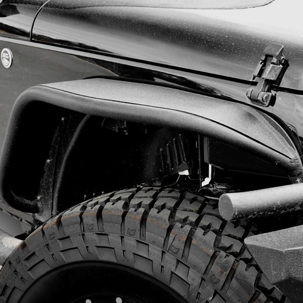 Aries® - Textured Black Powdercoated Front Tubular Fender Flares