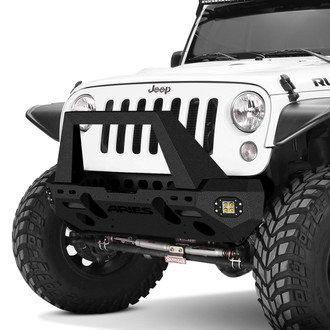 Aries® - TrailChaser™ Mid Width Textured Black Front Winch Modular Bumper Kit with Angular Hoop
