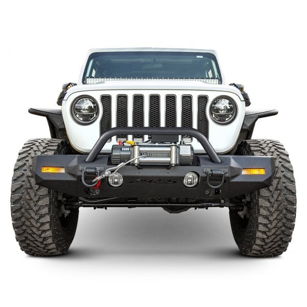 Aries® - Jeep Wrangler JL 2018 TrailChaser™ Mid Width Black Front Winch ...