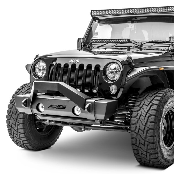 Aries®- TrailCrusher™ Stubby Black Front Winch HD Bumper with Hoop