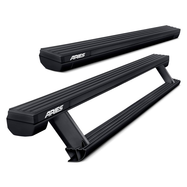 Aries® - 3.3" ActionTrac™ Retractable Cab Length Black Running Boards