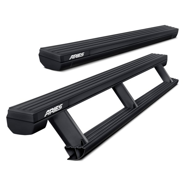 Aries® - 3.3" ActionTrac™ Retractable Cab Length Black Running Boards