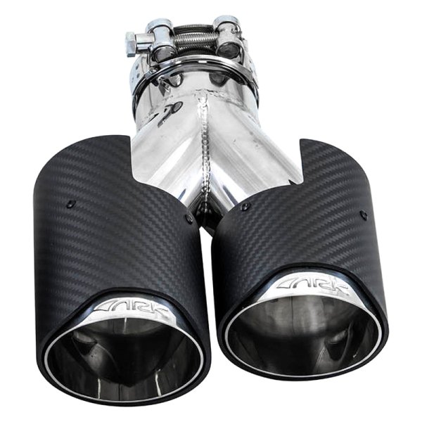 ARK Performance® - Passenger Side Stainless Steel Slip-On Round Dual Carbon Fiber Exhaust Tip