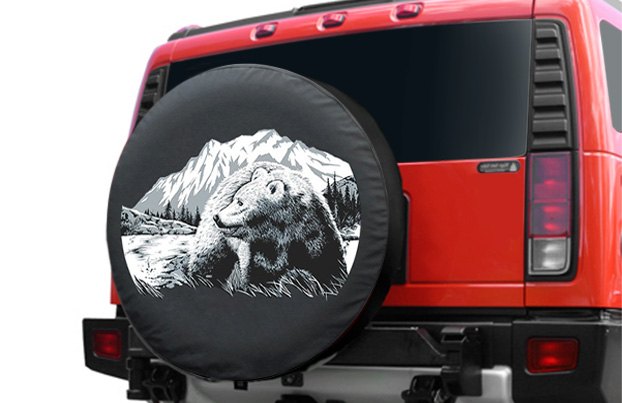 MSACRH Spare Tire Cover Night Wolf USA Flag Waterproof Sunproof Universal Spare Wheel Tire Cover for Most Vehicle Sedan SUV 14 15 16 17 
