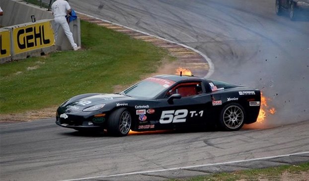 Race Car Wheels On Fire.