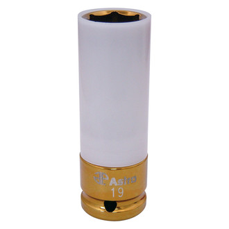 Astro Pneumatic Tool® - 19 mm Chrome Protective Plastic Sleeves and Shallow Broach Impact Socket