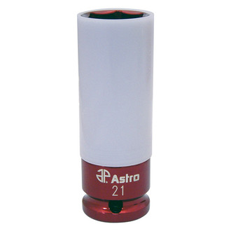 Astro Pneumatic Tool® - 21 mm Chrome Protective Plastic Sleeves and Shallow Broach Impact Socket