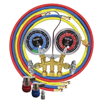 ATD® - Brass R-1234yf 2-Way Manifold Gauge Set with 60" Hoses