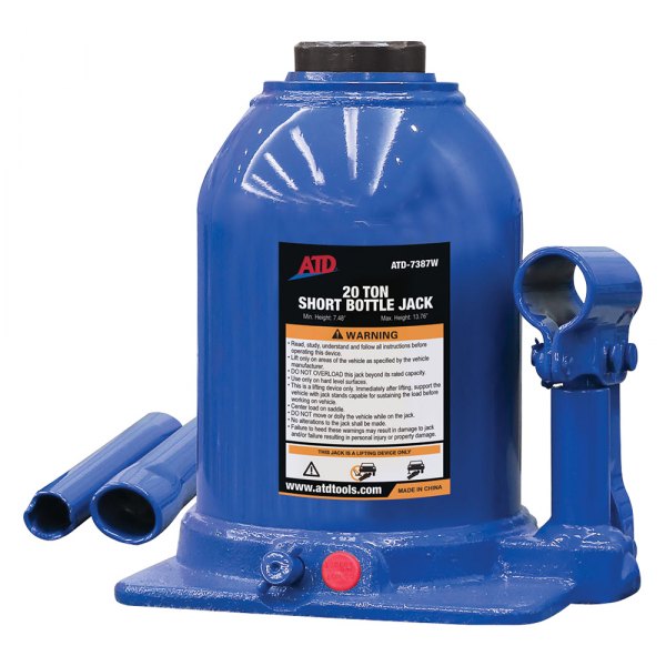 ATD® - 20 t 7.48" to 13.76" Short Heavy-Duty Side Pump Hydraulic Bottle Jack