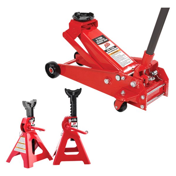 ATD® - 3 t 5-3/8" to 19-1/2" Hydraulic Service Jack with 2 Pieces 3 t Jack Stands