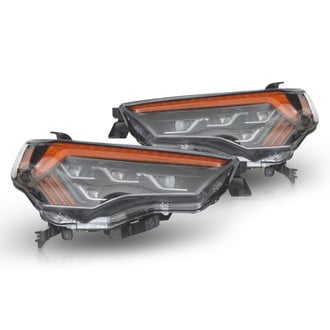 Attica 4x4® - Sol Series Driver and Passenger Side Gloss Black Projector LED Headlights with Sequential Turn Signal