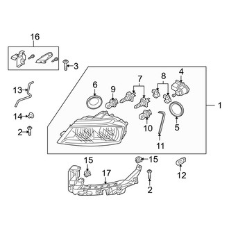 Audi OE - Front Lamps - Headlamp Components (W/O Xenon Headlamps), (Hatchback)