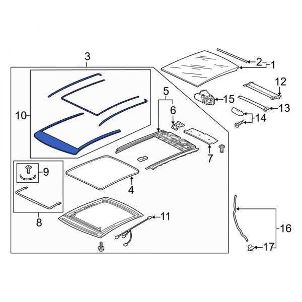 Audi OE 8V5877155A Sunroof Guide Rail