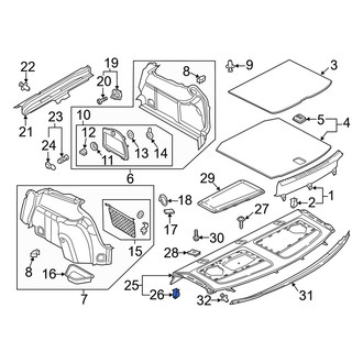 Audi OE - Package Tray Trim Clip