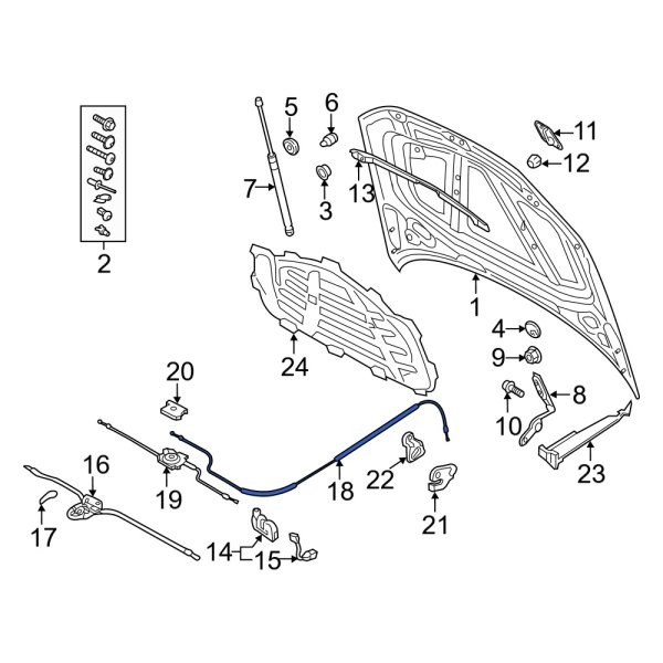 Audi OE 8Y0823531 Front Hood Release Cable