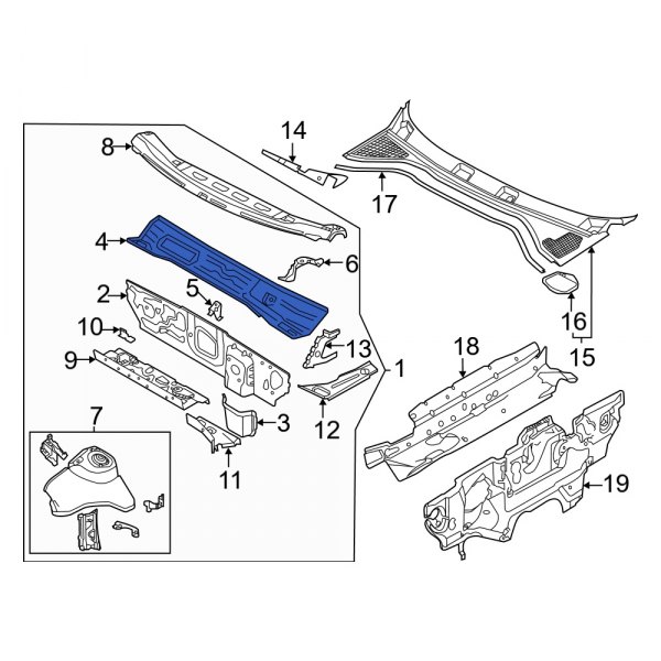 Cowl Water Deflector