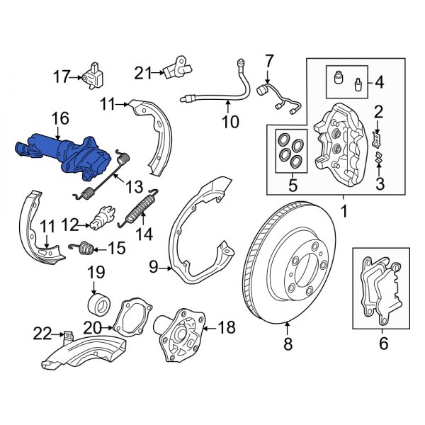Audi OE 9Y0907615 Rear Left Parking Brake Actuator
