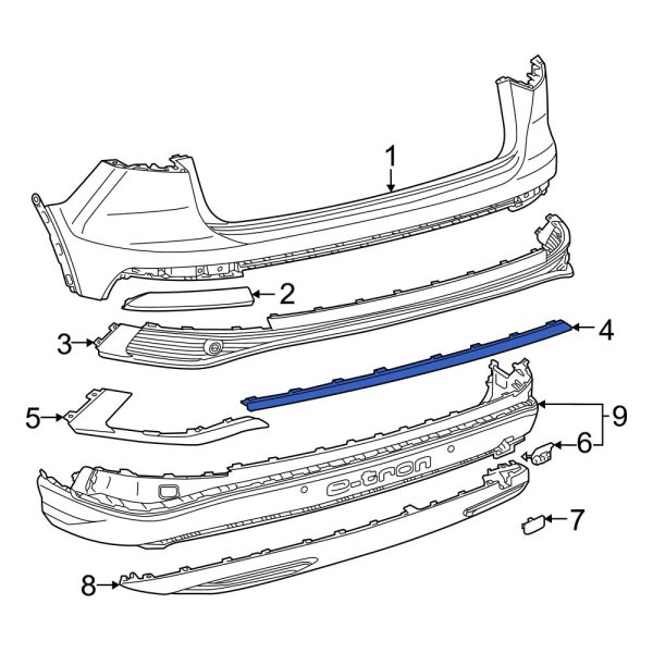 Audi OE 89A807663AGRU Front Center Bumper Trim