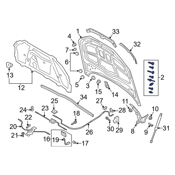 Hood Panel Hardware Kit