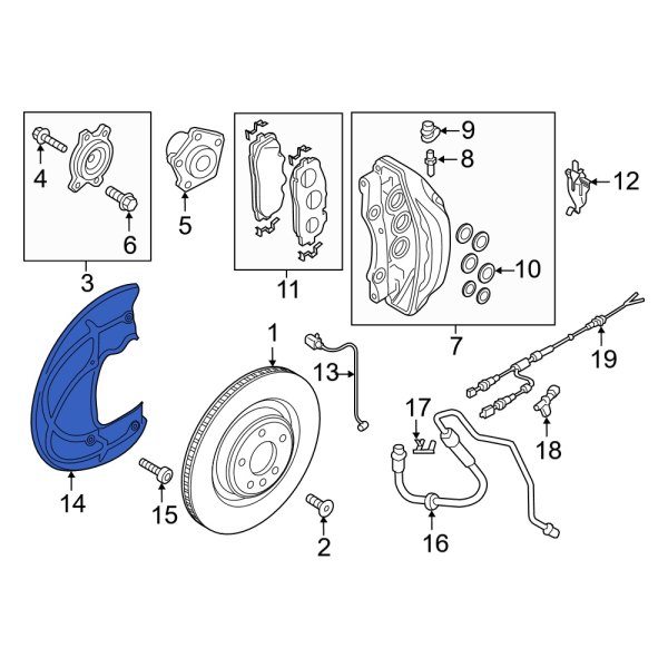 Audi OE 4M0615311G Front Left Brake Dust Shield