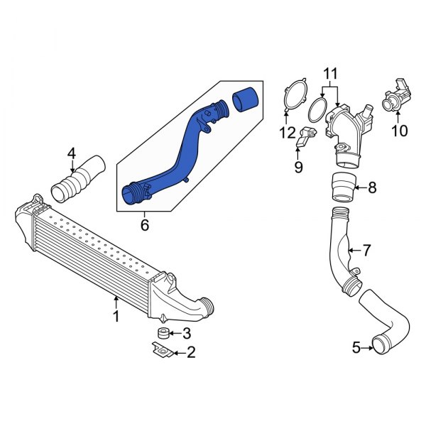 Audi OE 8S0145674F Right Center Intercooler Pipe