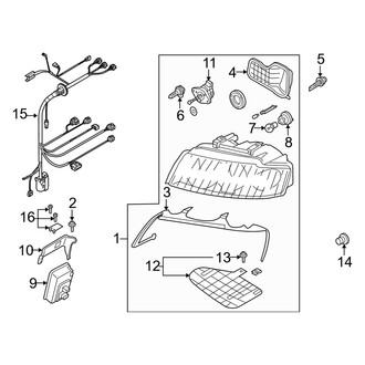Audi OE - Front Lamps - Headlamp Components (With Xenon Headlamps), (Convertible)