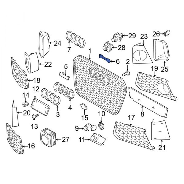 Audi OE 4G8853391BT94 Front Grille Emblem Bracket