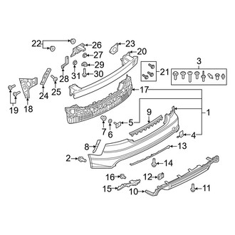 Audi OE - Rear Bumper - Bumper & Components (W/O S-Line Package, Cover & Brackets), (TDI Premium Plus / TDI Prestige)
