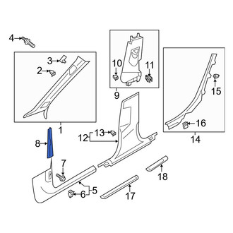 Audi OE - Left Upper Body A-Pillar Trim Panel