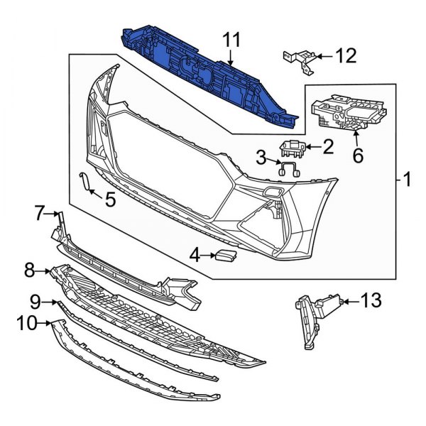 Audi OE 4K8807233D Front Center Bumper Cover Reinforcement