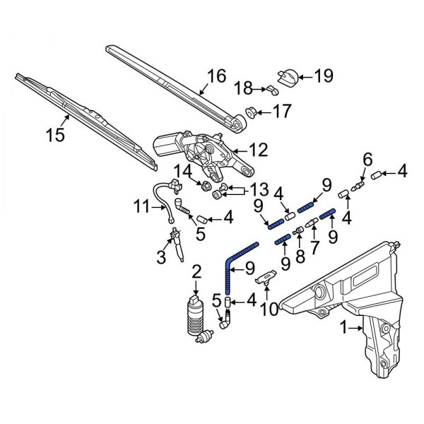 Audi OE 000979992A - Rear Windshield Washer Hose