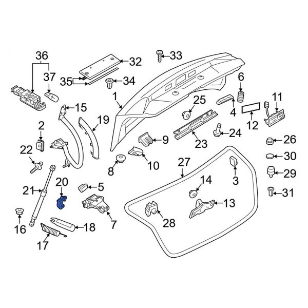 Deck Lid Hinge Cap