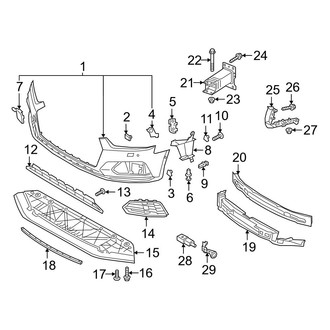 Audi OE - Front Bumper & Grille - Bumper & Components (W/O S Line Package, Covers & Reinforcements), (Premium / Premium Plus / Prestige)