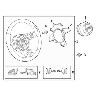 Audi OE - Steering Wheel & Trim (Circle Air Bag, W/O Flat Bottom), (Premium / Premium Plus / Prestige)